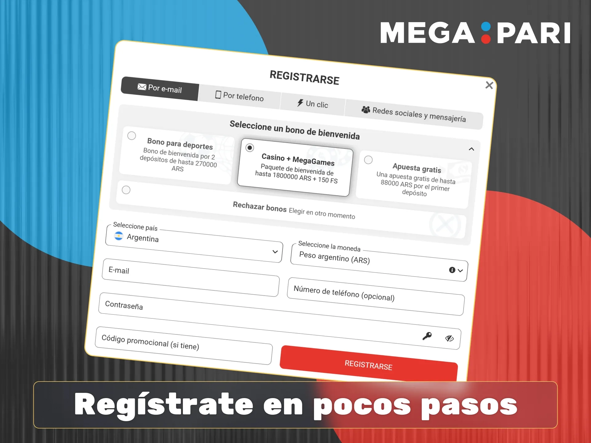 Regístrate en Megapari en Pocos Pasos